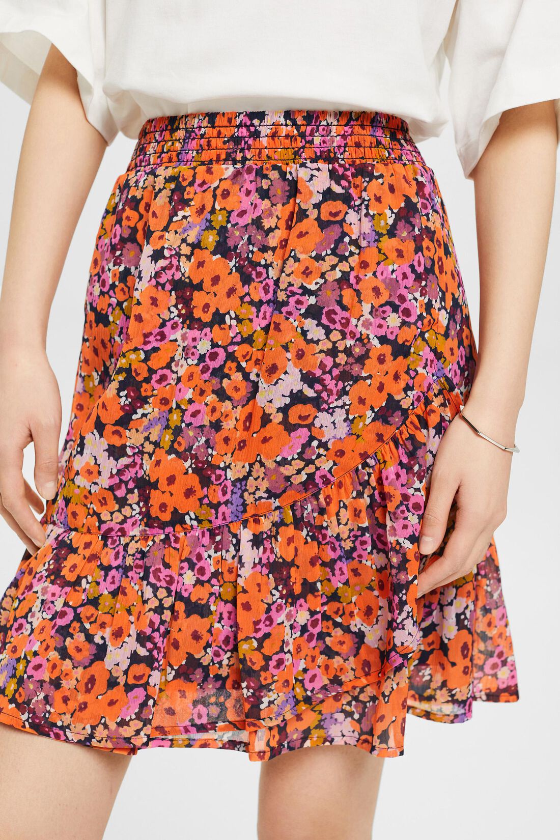 FALDA FLORAL CON BAJO AVOLANTADO MUJER ESPRIT - Korner