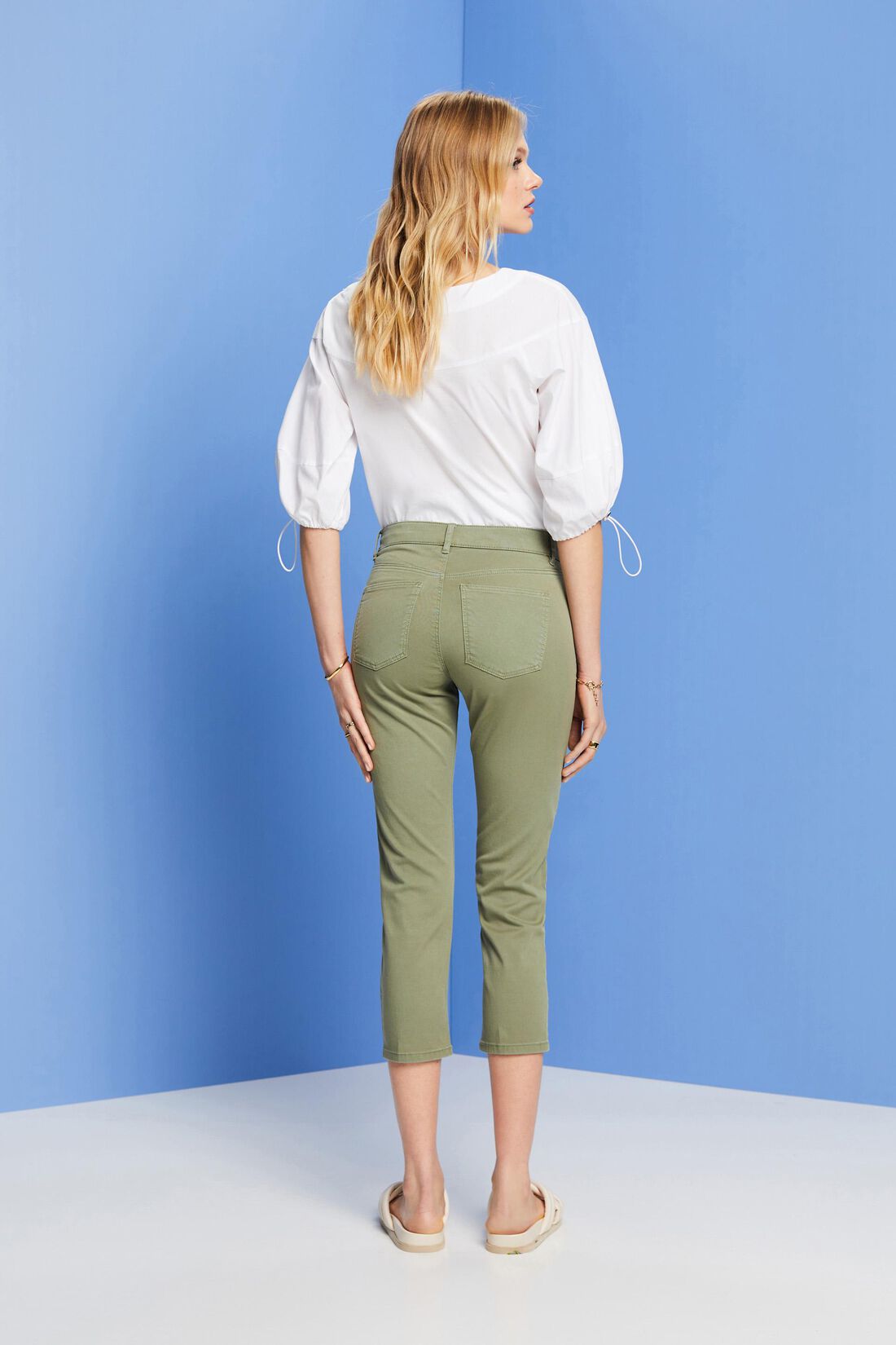 Pantalón Capri En Algodón Ecológico Mujer Esprit