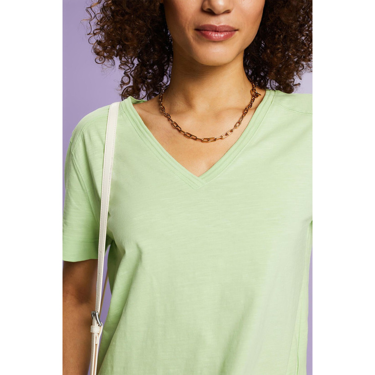 CAMISETA TEJIDO JERSEY CON CUELLO PICO MUJER ESPRIT