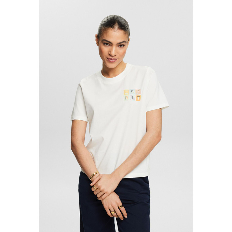 CAMISETA DE PUNTO CON LOGOTIPO MUJER ESPRIT