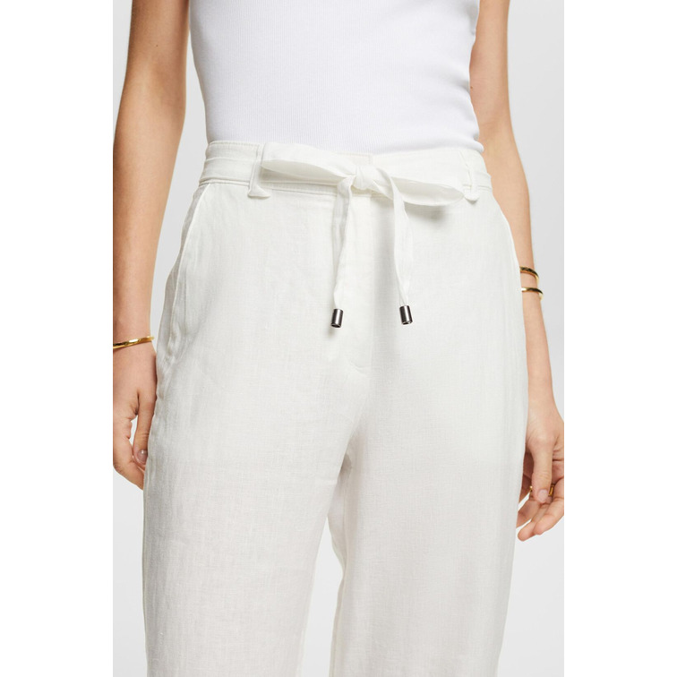 PANTALÓN WIDE LEG DE LINO CON CINTURÓN MUJER ESPRIT