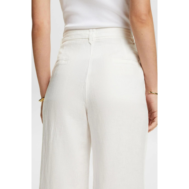 PANTALÓN WIDE LEG DE LINO CON CINTURÓN MUJER ESPRIT