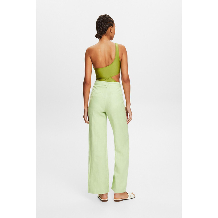 PANTALÓN WIDE LEG DE LINO CON CINTURÓN MUJER ESPRIT