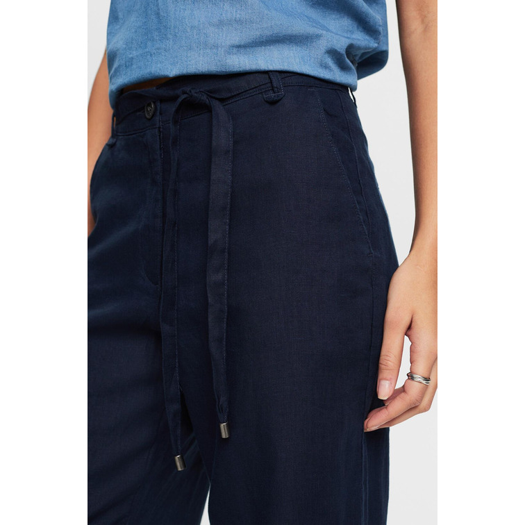 PANTALÓN WIDE LEG DE LINO CON CINTURÓN MUJER ESPRIT