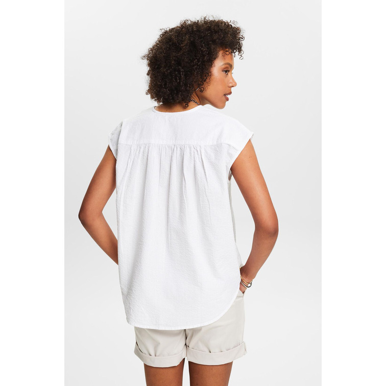 BLUSA DE ALGODÓN CON ESCOTE EN PICO MUJER ESPRIT