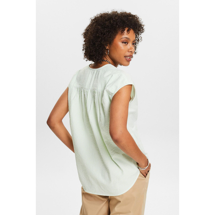 BLUSA DE ALGODÓN CON ESCOTE EN PICO MUJER ESPRIT