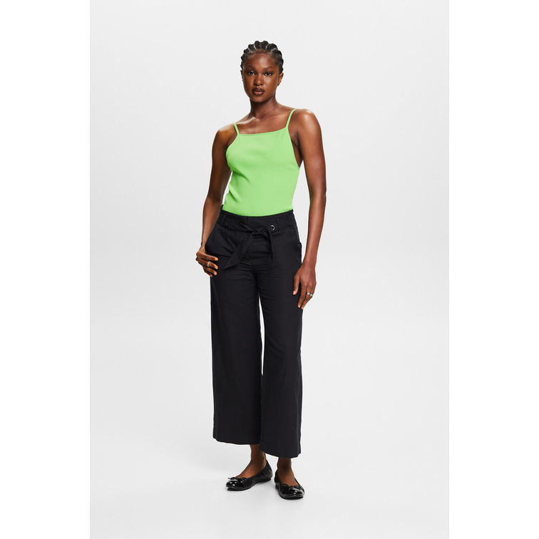 PANTALÓN CULOTTE CROP EN MEZCLA DE ALGODÓN Y LINO MUJER ESPRIT