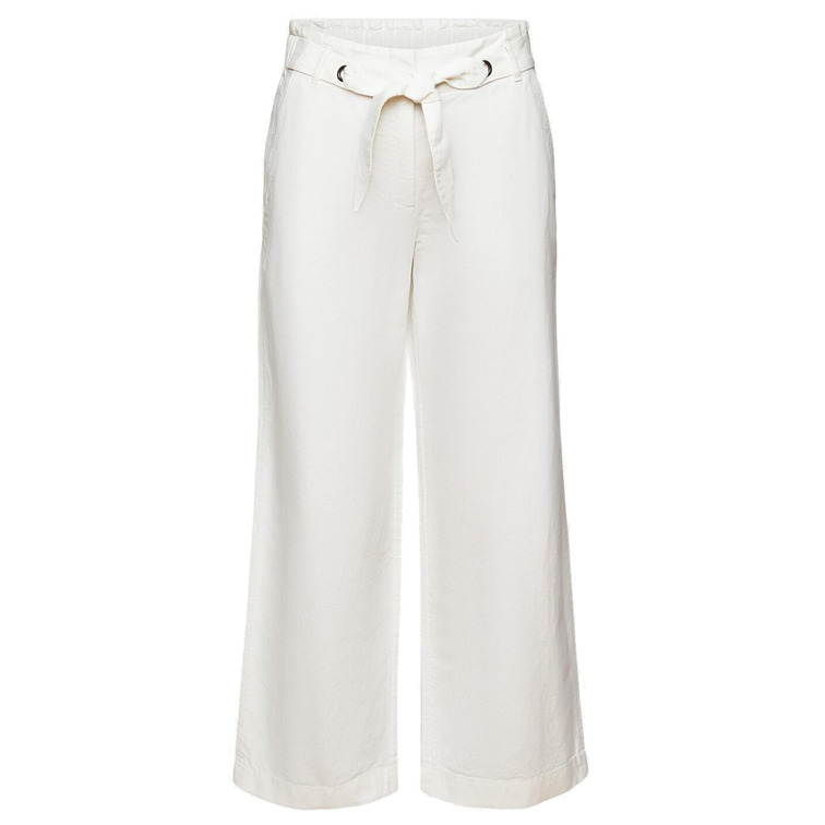 PANTALÓN CULOTTE CROP EN MEZCLA DE ALGODÓN Y LINO MUJER ESPRIT