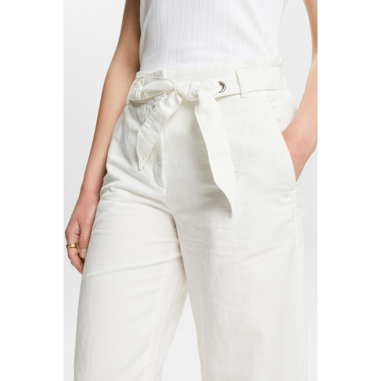 PANTALÓN CULOTTE CROP EN MEZCLA DE ALGODÓN Y LINO MUJER ESPRIT