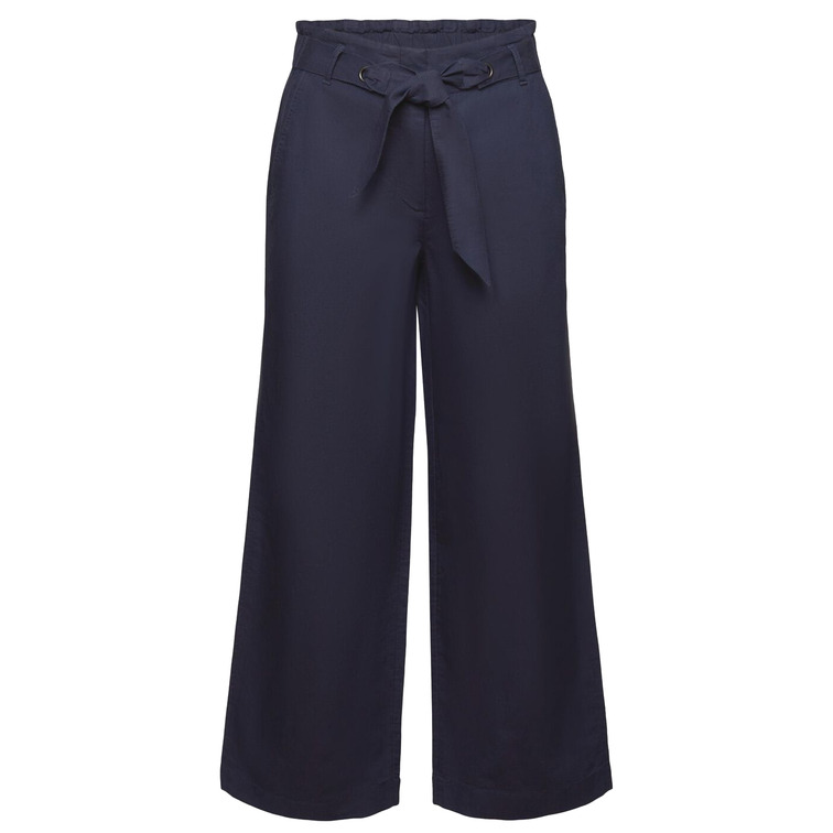 PANTALÓN CULOTTE CROP EN MEZCLA DE ALGODÓN Y LINO MUJER ESPRIT