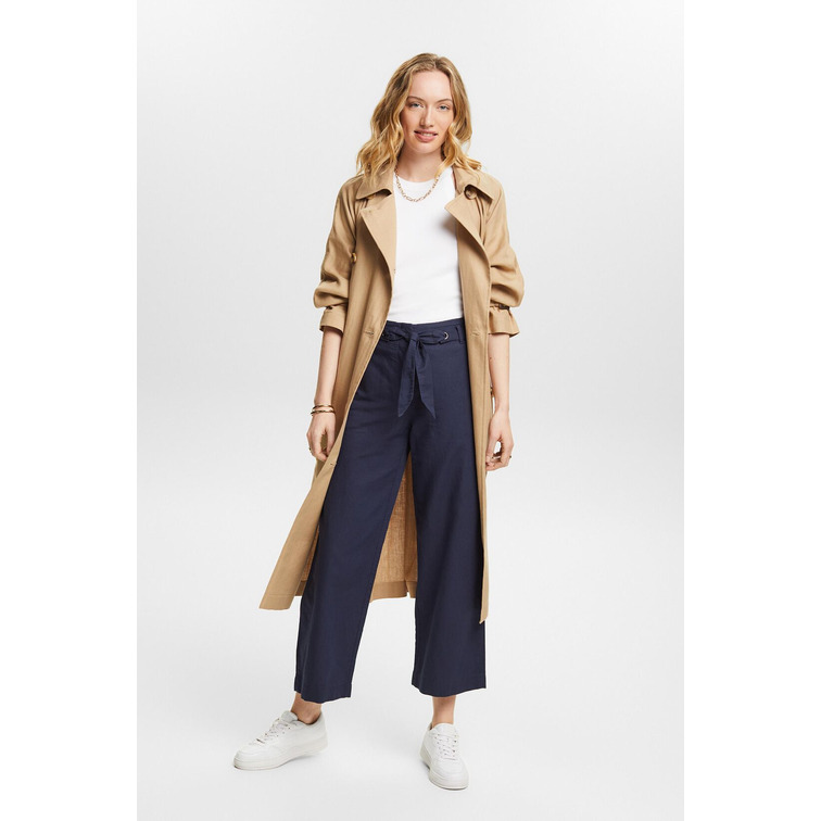 PANTALÓN CULOTTE CROP EN MEZCLA DE ALGODÓN Y LINO MUJER ESPRIT