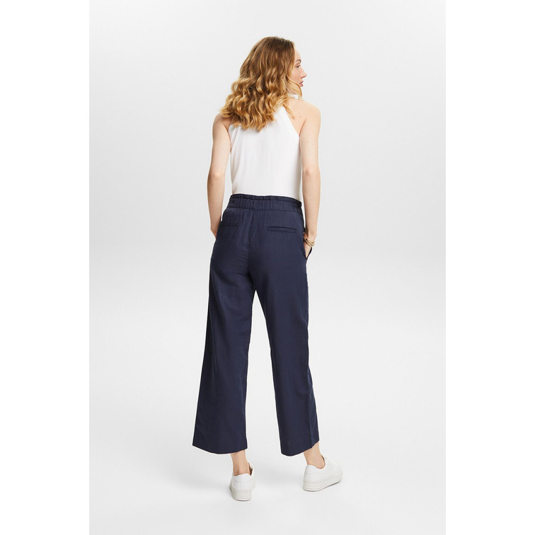 PANTALÓN CULOTTE CROP EN MEZCLA DE ALGODÓN Y LINO MUJER ESPRIT