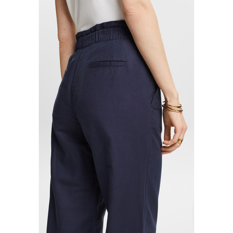 PANTALÓN CULOTTE CROP EN MEZCLA DE ALGODÓN Y LINO MUJER ESPRIT