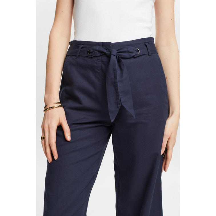 PANTALÓN CULOTTE CROP EN MEZCLA DE ALGODÓN Y LINO MUJER ESPRIT