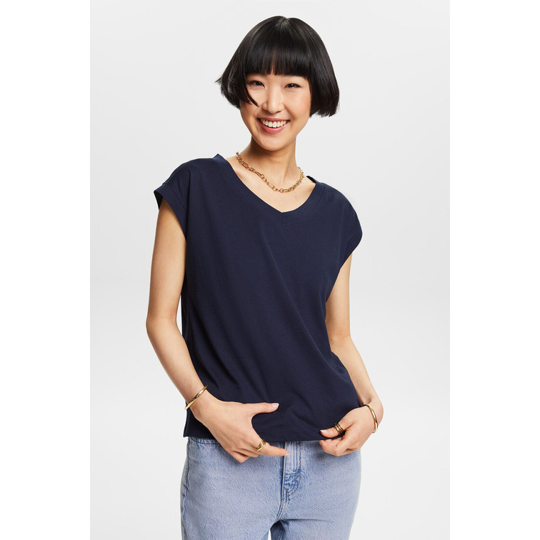 CAMISETA LISA CON CUELLO PICO MUJER ESPRIT