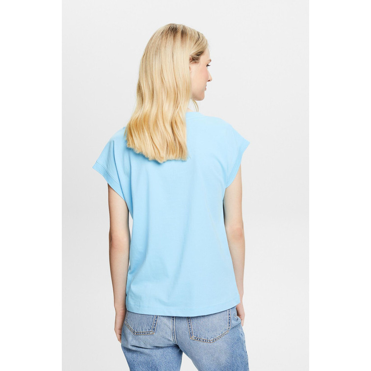 CAMISETA LISA CON CUELLO PICO MUJER ESPRIT