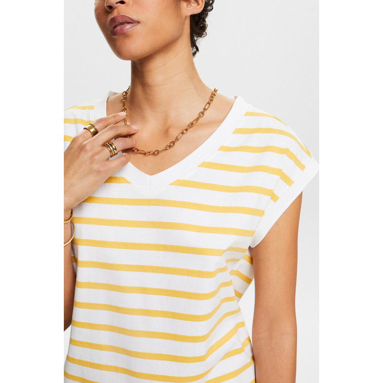 CAMISETA DE RAYAS CON CUELLO PICO MUJER ESPRIT