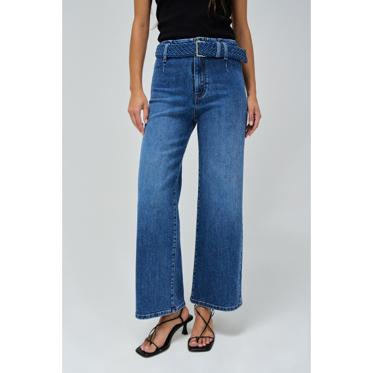 VAQUERO MUJER SALSA JEANS TRUE CROPPED WIDE CON CiNTURÓN