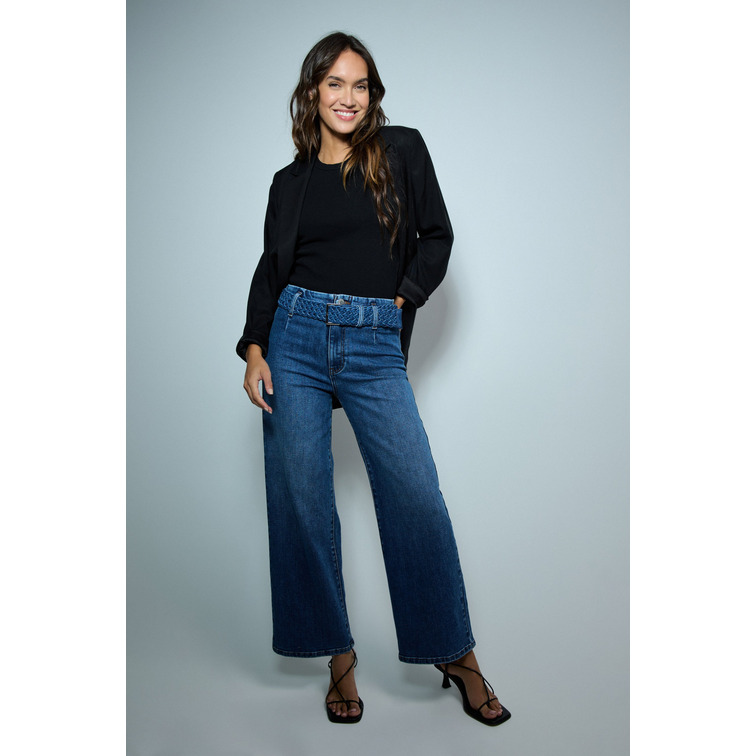 VAQUERO MUJER SALSA JEANS TRUE CROPPED WIDE CON CiNTURÓN