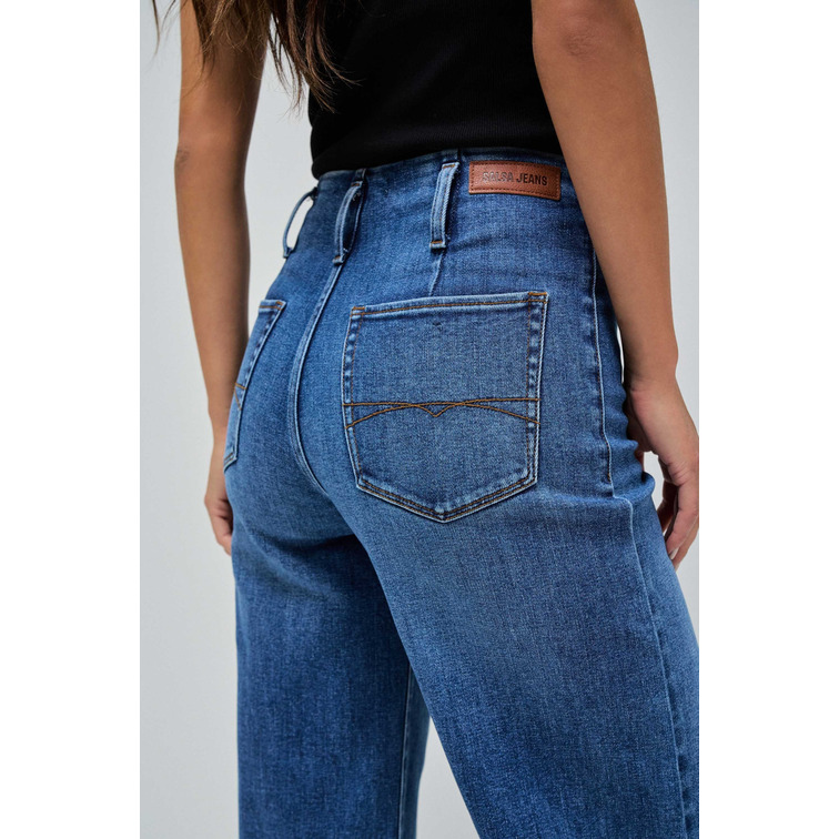 VAQUERO MUJER SALSA JEANS TRUE CROPPED WIDE CON CiNTURÓN