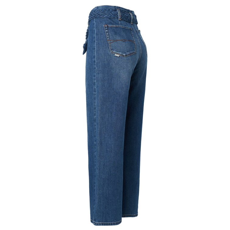 VAQUERO MUJER SALSA JEANS TRUE CROPPED WIDE CON CiNTURÓN