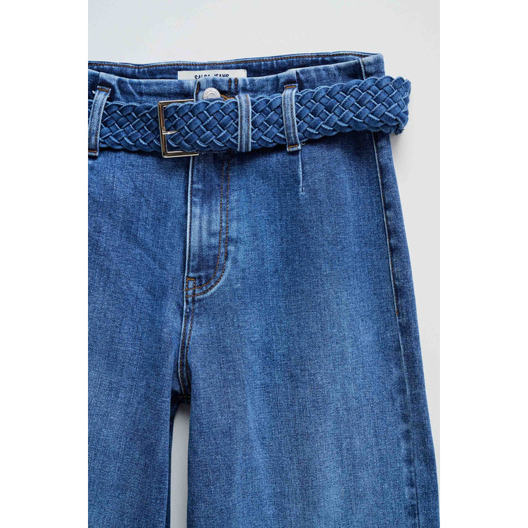 VAQUERO MUJER SALSA JEANS TRUE CROPPED WIDE CON CiNTURÓN