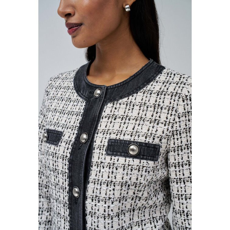 CHAQUETA DE TWEED MUJER SALSA JEANS DETALLES DENIM