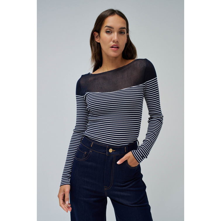 JERSEY MUJER  SALSA JEANS SWEATER WITH SHEER UPPER DETAI