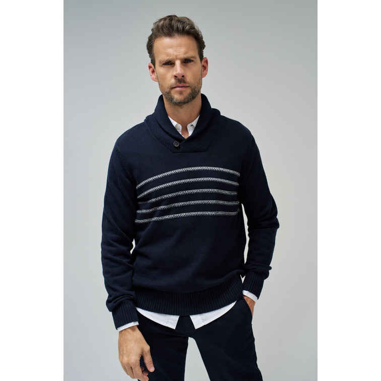 JERSEY HOMBRE  SALSA JEANS SHAWL COLLAR KNIT SWEATER