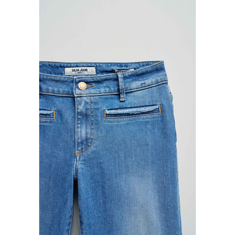 VAQUERO FLARE MUJER SALSA JEANS WONDER TIRO BAJO EFECTO PUSH UP