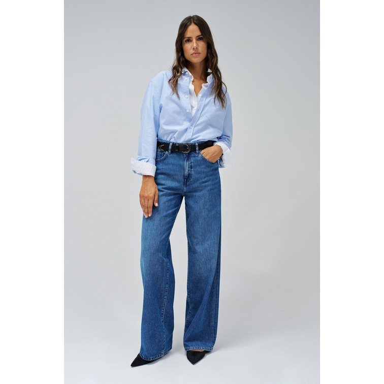 VAQUERO MUJER SALSA JEANS DE CORTE AMPLIO RECTO TIRO ALTO