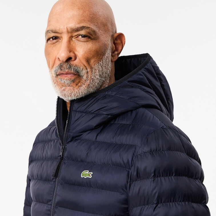 PLUMÍFERO ACOLCHADO HOMBRE LACOSTE IMPERMEABLE CON CAPUCHA