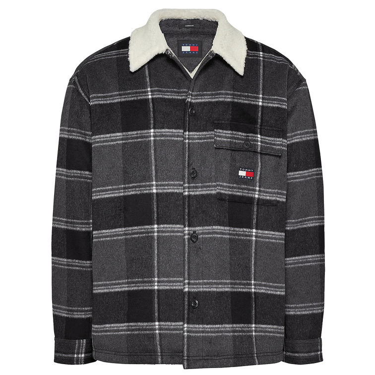 SOBRECAMISA DE CUADROS HOMBRE  TOMMY JEANS CUELLO PELUCHE