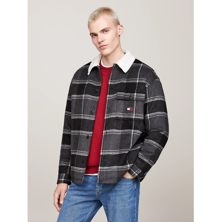 SOBRECAMISA DE CUADROS HOMBRE  TOMMY JEANS CUELLO PELUCHE