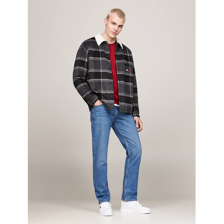 SOBRECAMISA DE CUADROS HOMBRE  TOMMY JEANS CUELLO PELUCHE