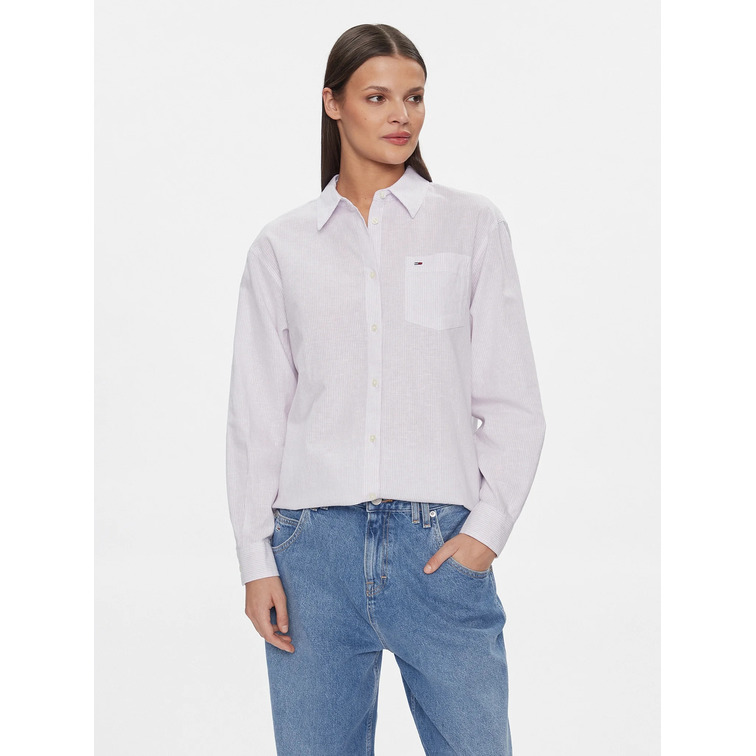 CAMISA MUJER TOMMY JEANS DE RAYAS CORTE HOLGADO