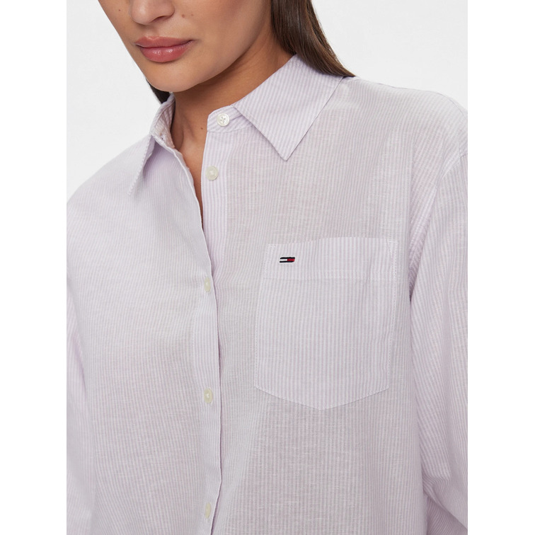 CAMISA MUJER TOMMY JEANS DE RAYAS CORTE HOLGADO