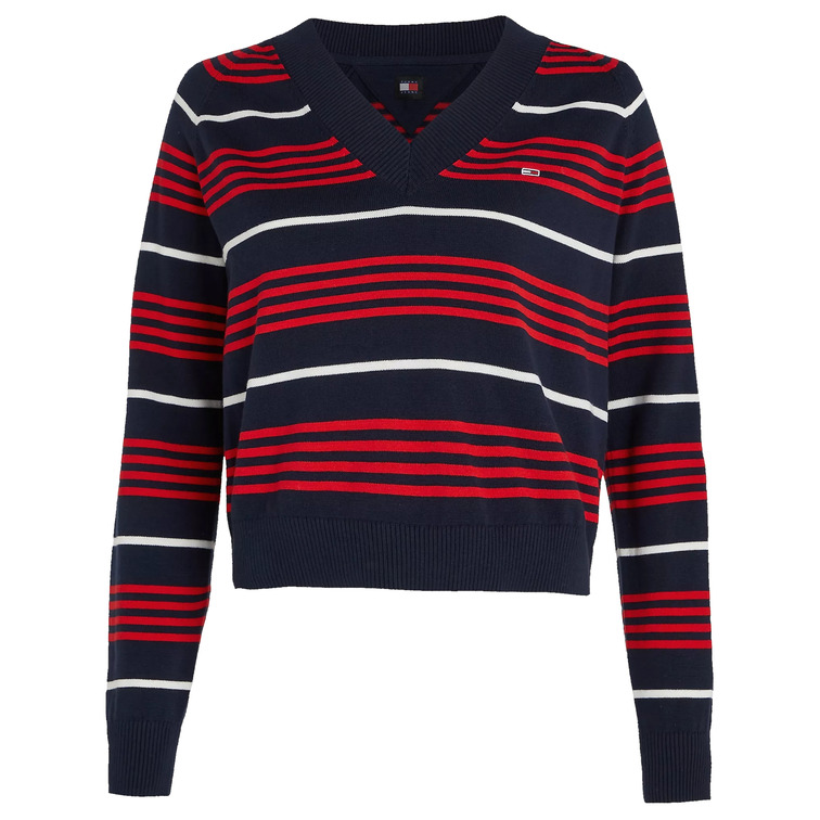 JERSEY AMPLIO DE RAYAS CON CUELLO PICO MUJER TOMMY JEANS