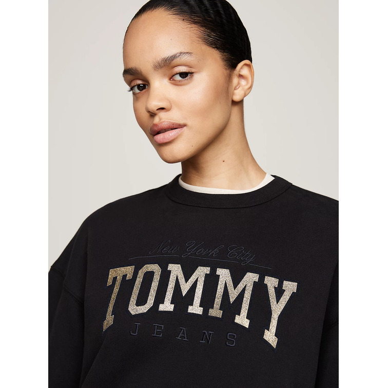 SUDADERA MUJER TOMMY JEANS LOGO PURPURINA FIT HOLGADO