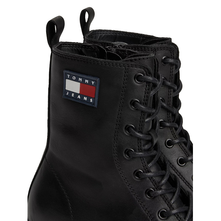 BOTAS EN PIEL CON CORDONES Y SUELA DENTADA MUJER TOMMY JEANS