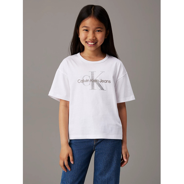 CAMISETA NIÑA CALVIN KLEIN LOGO PURPURINA FIT HOLGADO