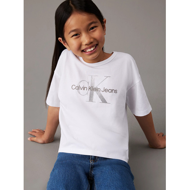 CAMISETA NIÑA CALVIN KLEIN LOGO PURPURINA FIT HOLGADO