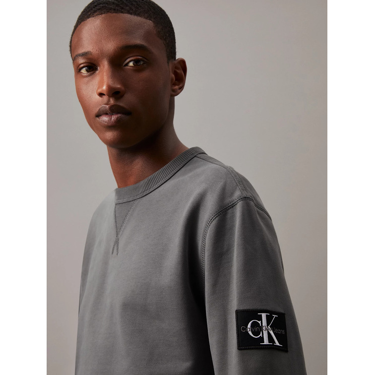 SUDADERA DE FELPA DE ALGODÓN HOMBRE CALVIN KLEIN JEANS CON INSIGNIA