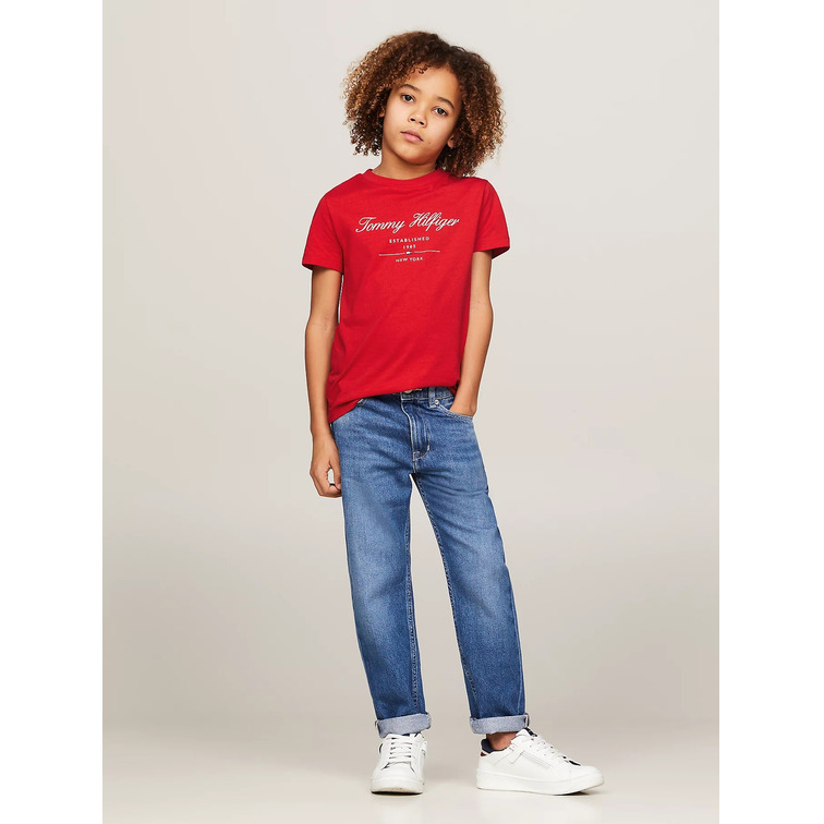 CAMISETA DE CUELLO REDONDO CON LOGO CURSIVA NIÑO TOMMY HILFIGER