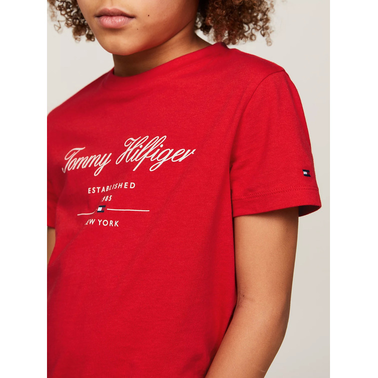 CAMISETA DE CUELLO REDONDO CON LOGO CURSIVA NIÑO TOMMY HILFIGER