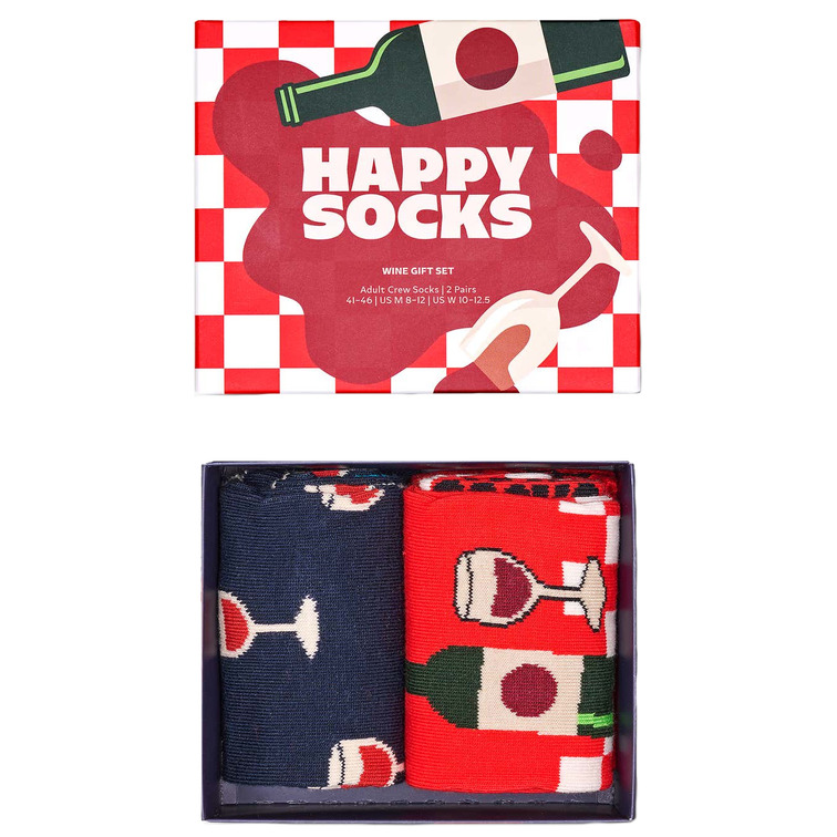 CAJA REGALO 2 CALCETINES HAPPY SOCKS TEMATICA VINO