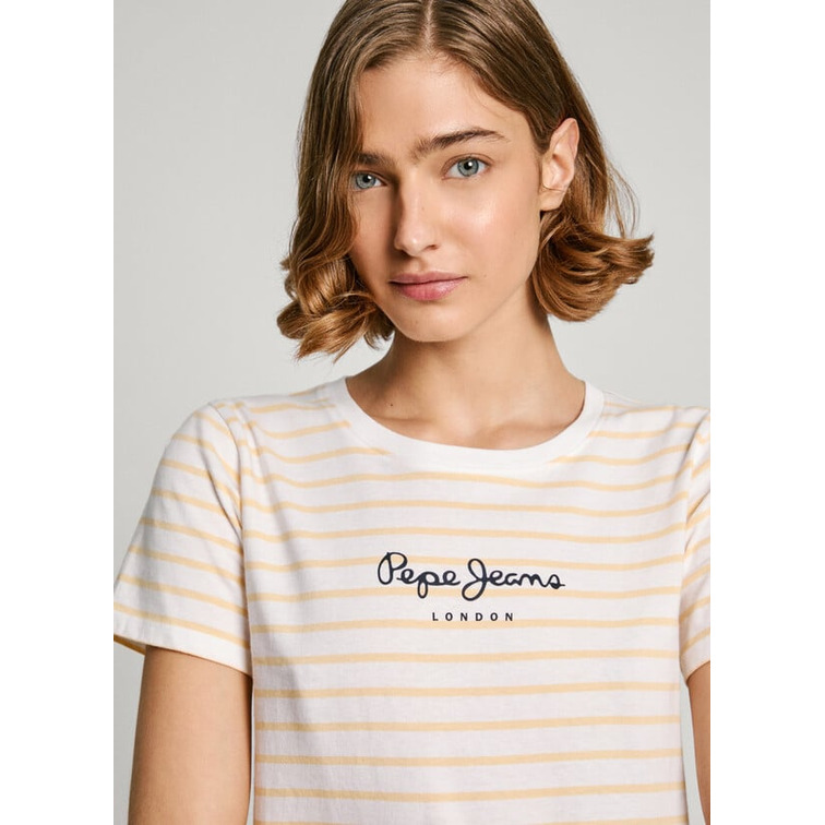 CAMISETA RAYAS LOGO ESTAMPADO MUJER PEPE JEANS