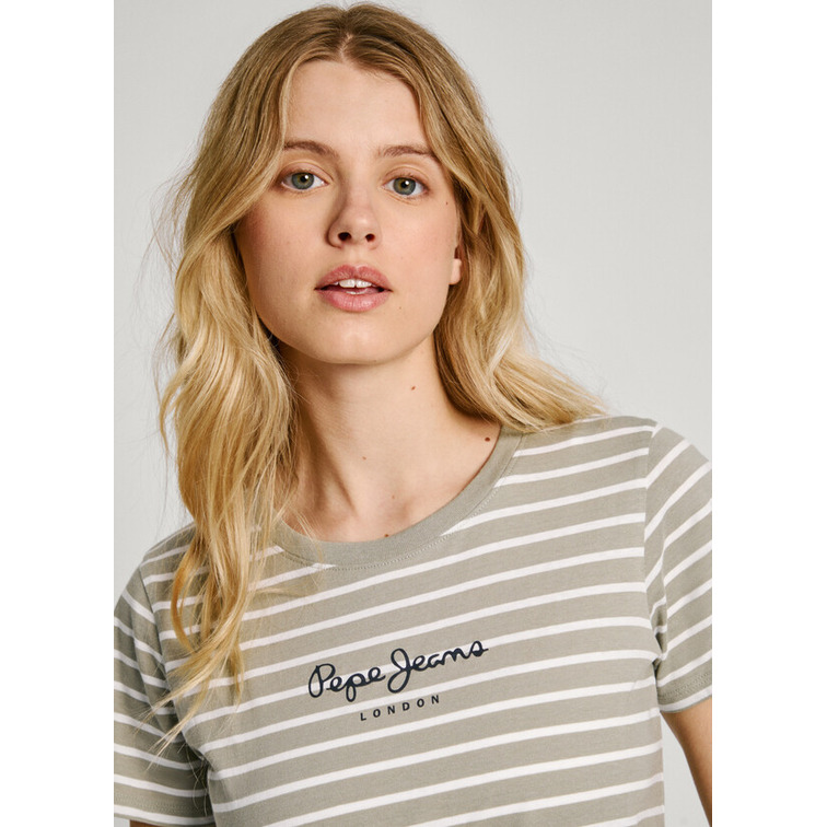 CAMISETA RAYAS LOGO ESTAMPADO MUJER PEPE JEANS