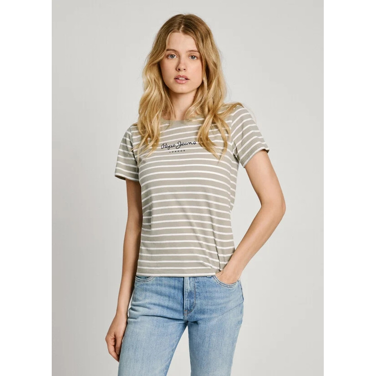 CAMISETA RAYAS LOGO ESTAMPADO MUJER PEPE JEANS