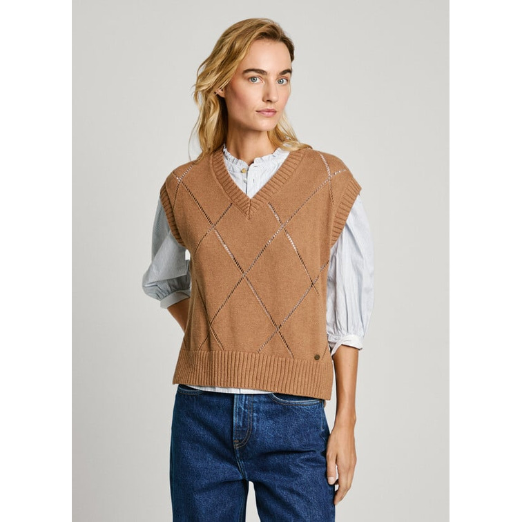 CHALECO DE PUNTO MUJER PEPE JEANS CUELLO PICO